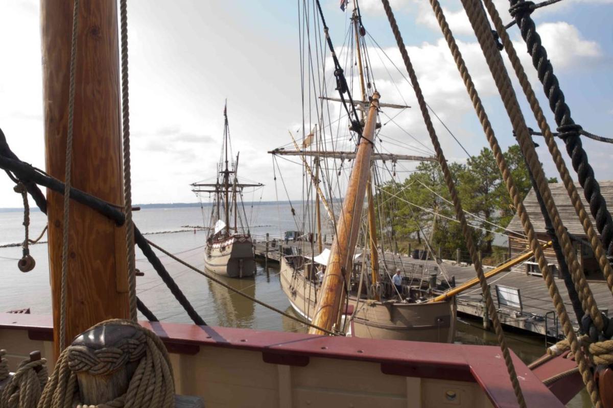 Replica Elizabethan ships at Jamestown, Virginia
