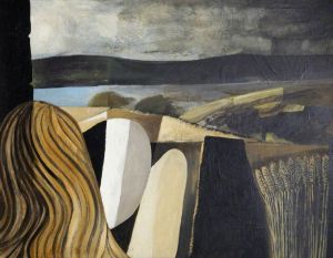 Abstract image of figure looking out over estuary