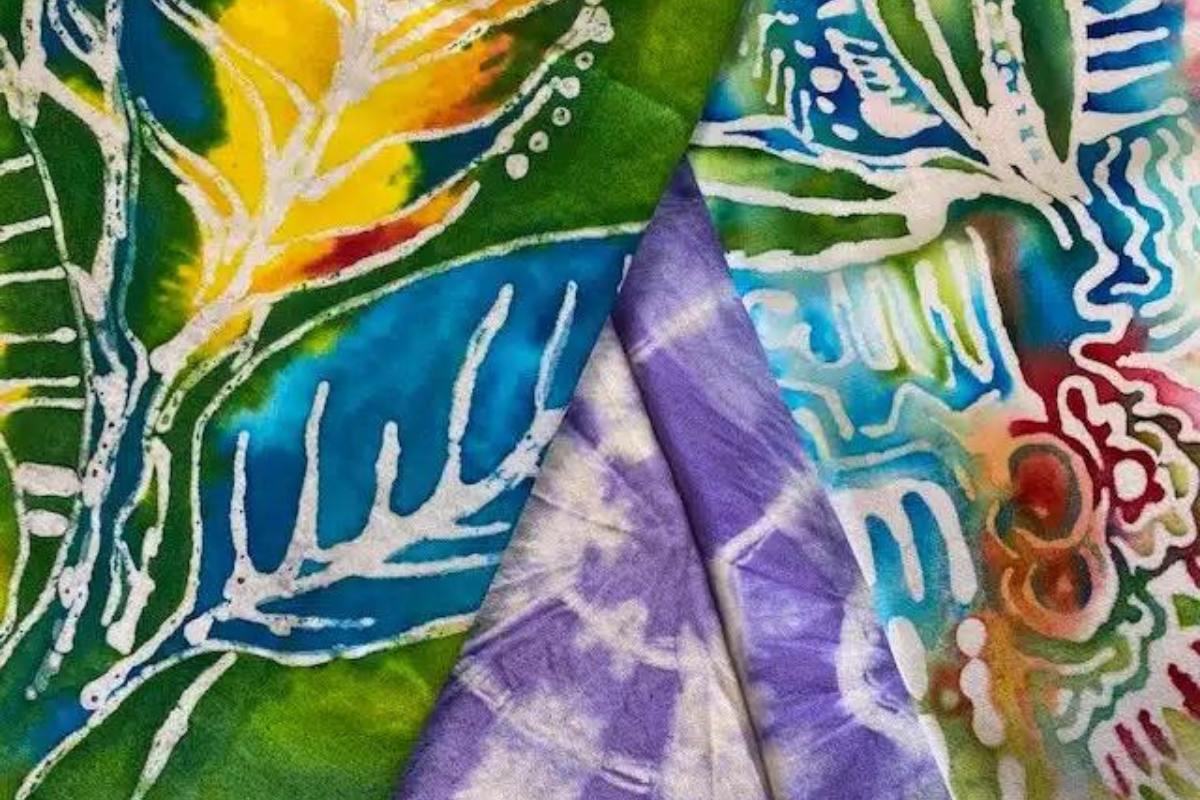 Examples of batik and tie-dye fabric