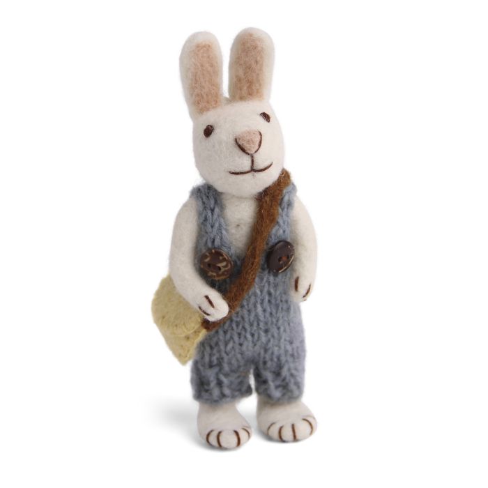 White Bunny with Blue Pants and Bag-11cm