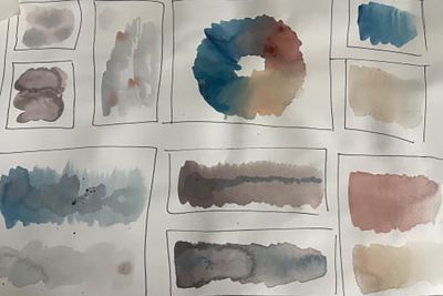 A series of watercolour test swatches